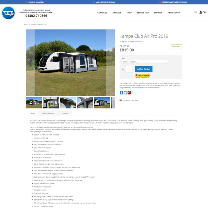 Yorkshire Caravans Product Page