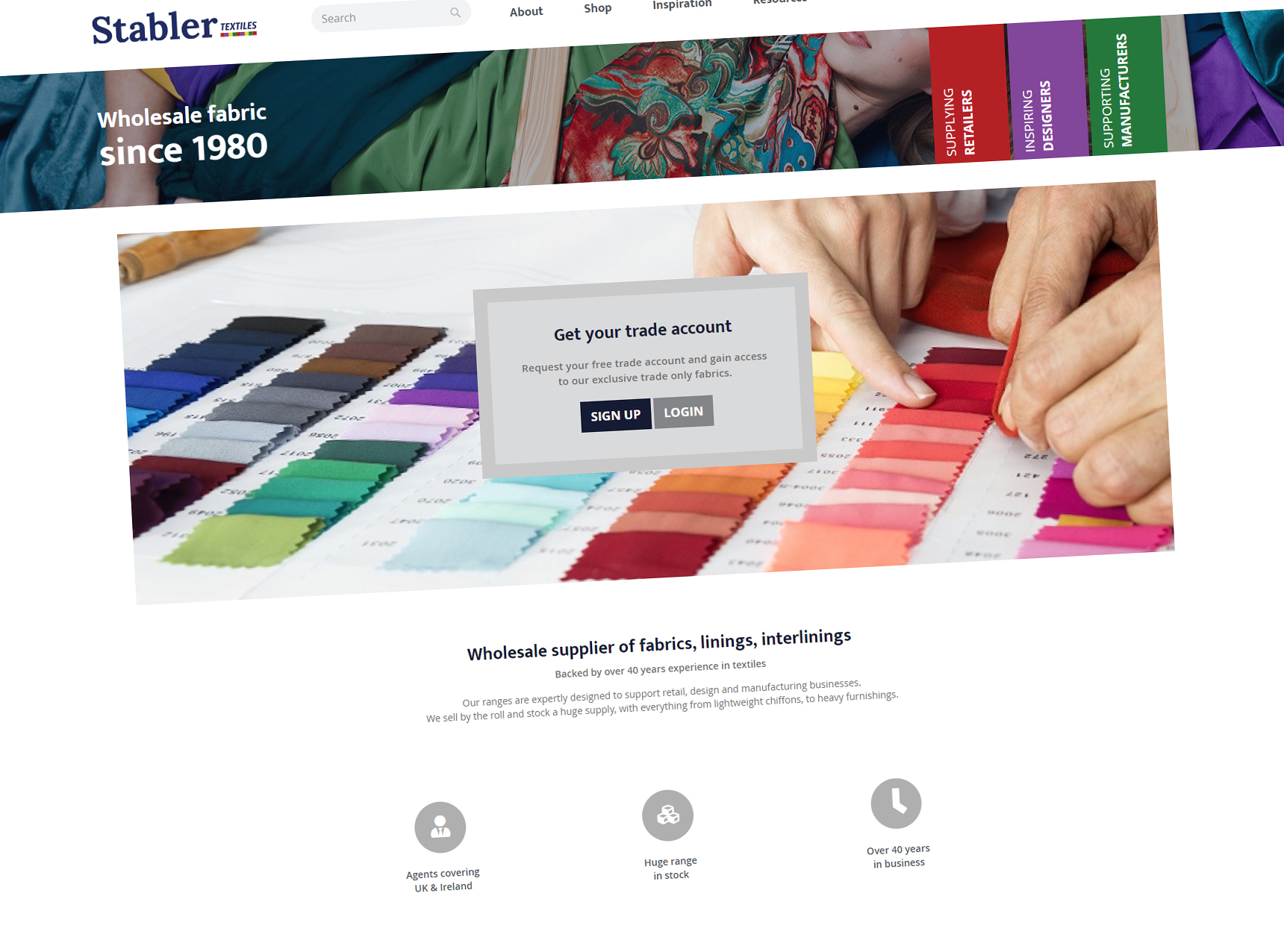 Stabler Textiles Website Homepage