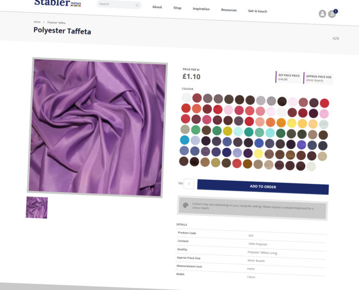 Stabler Textiles Ecommerce Product Page